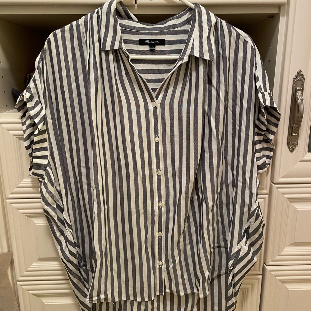 Madewell oversized short sleeve blouse large